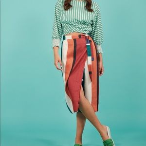 Tanya Taylor Verona Skirt in Striped Linen